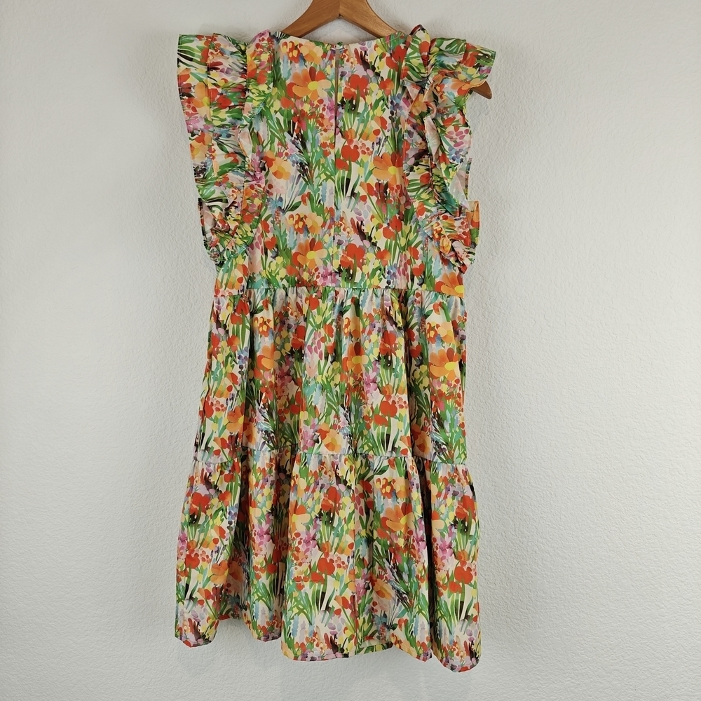 THML NWT Garden Floral Mini Ruffle Sleeve Dress Size Small - Picture 13 of 16